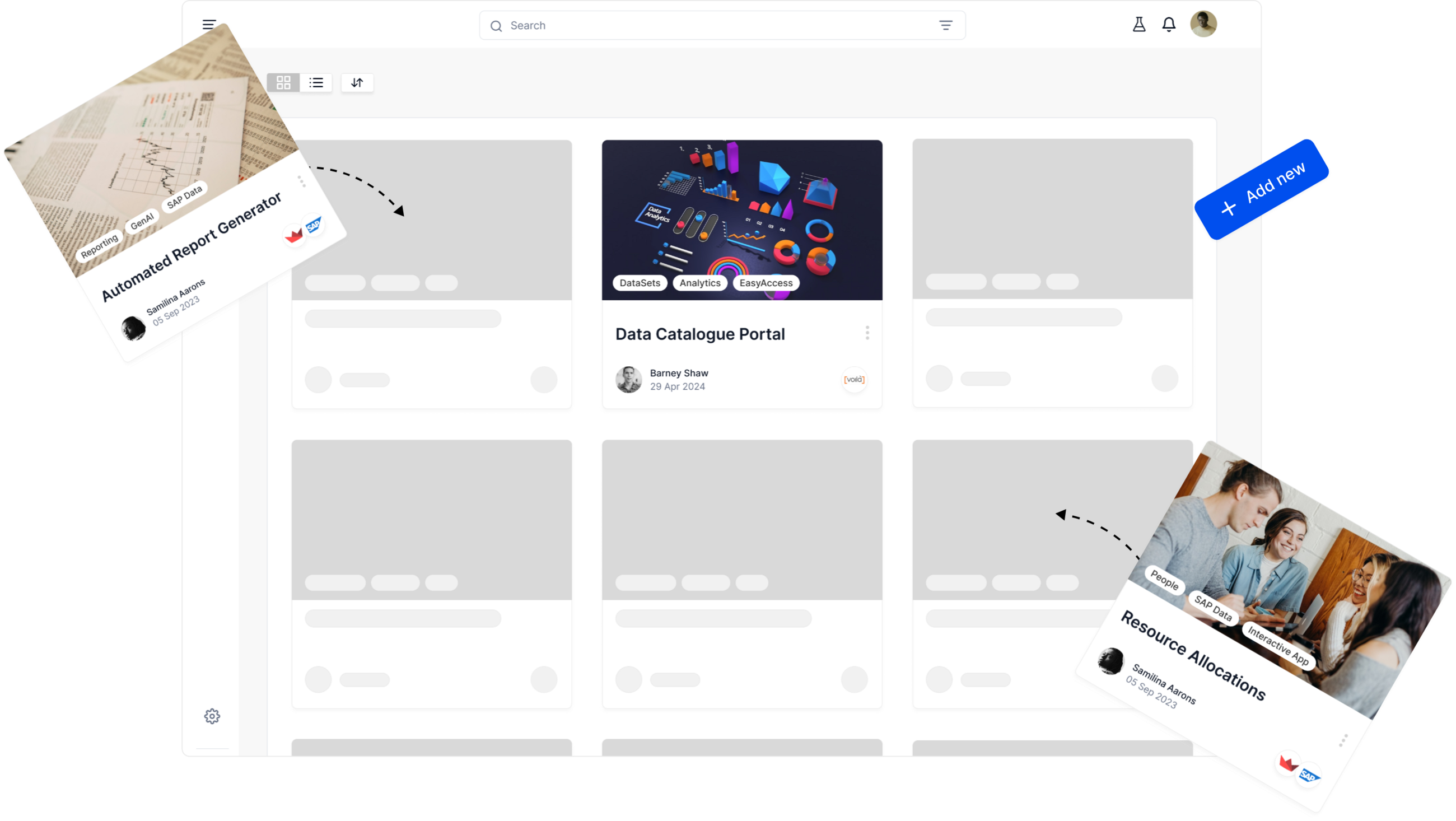 The AdaLab platform with the app catalog open and a deployed app highlighted