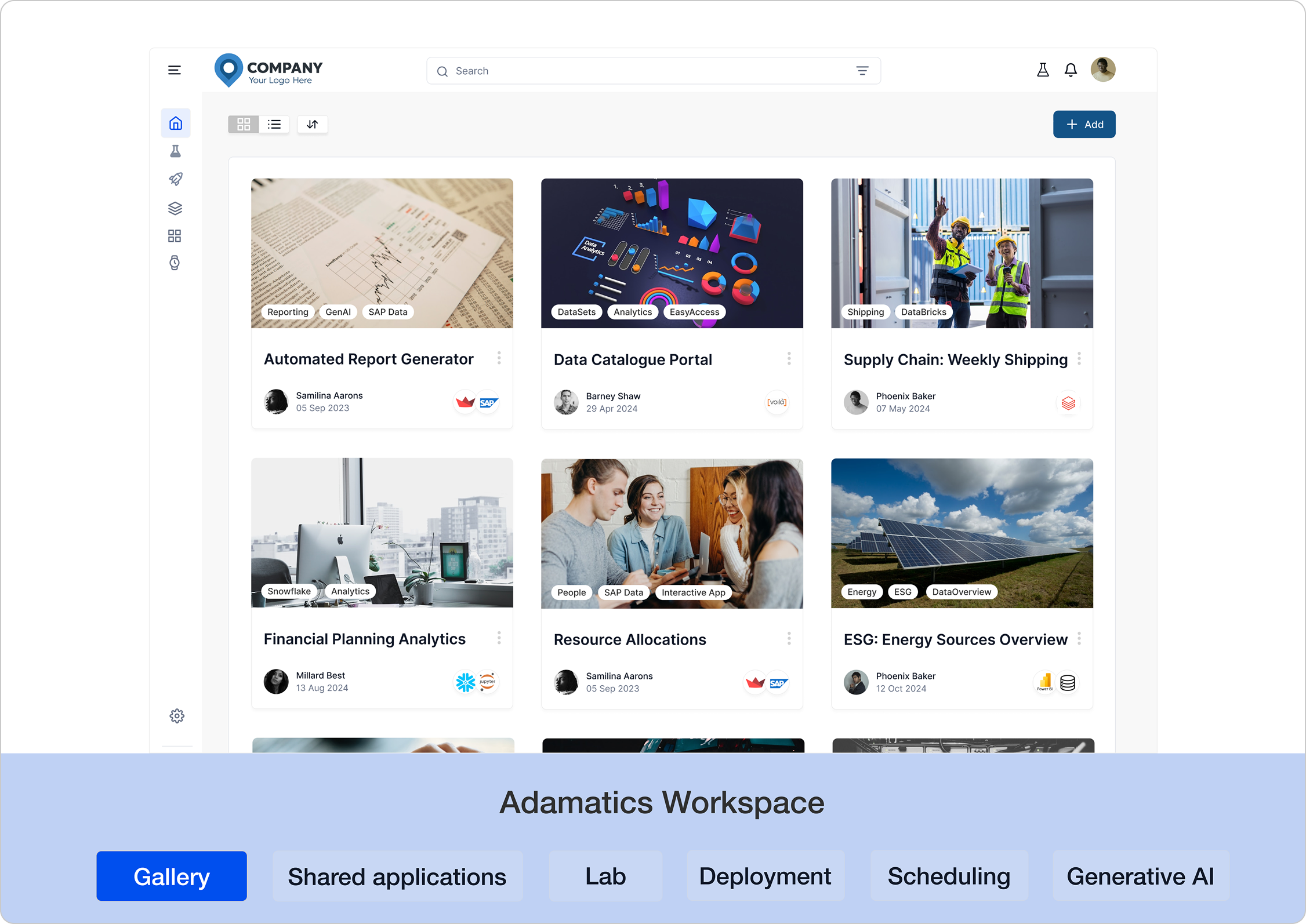 Image of the Adamatics workspace platform