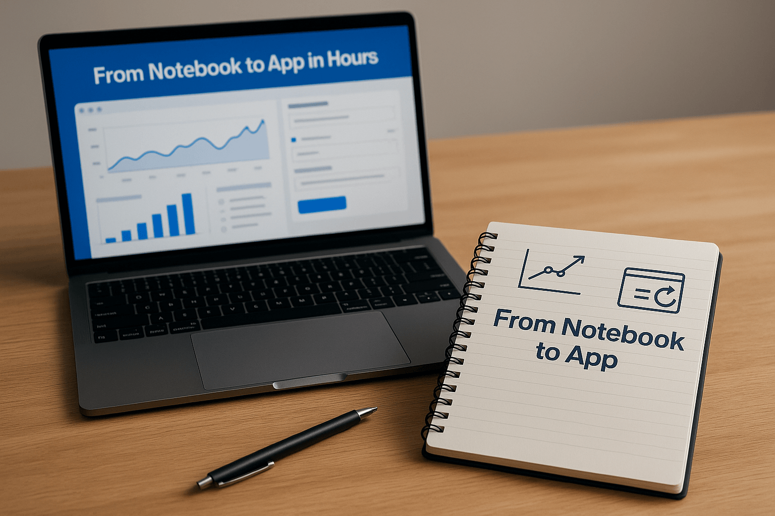 Image of a laptop showing an app that was previously a notebook